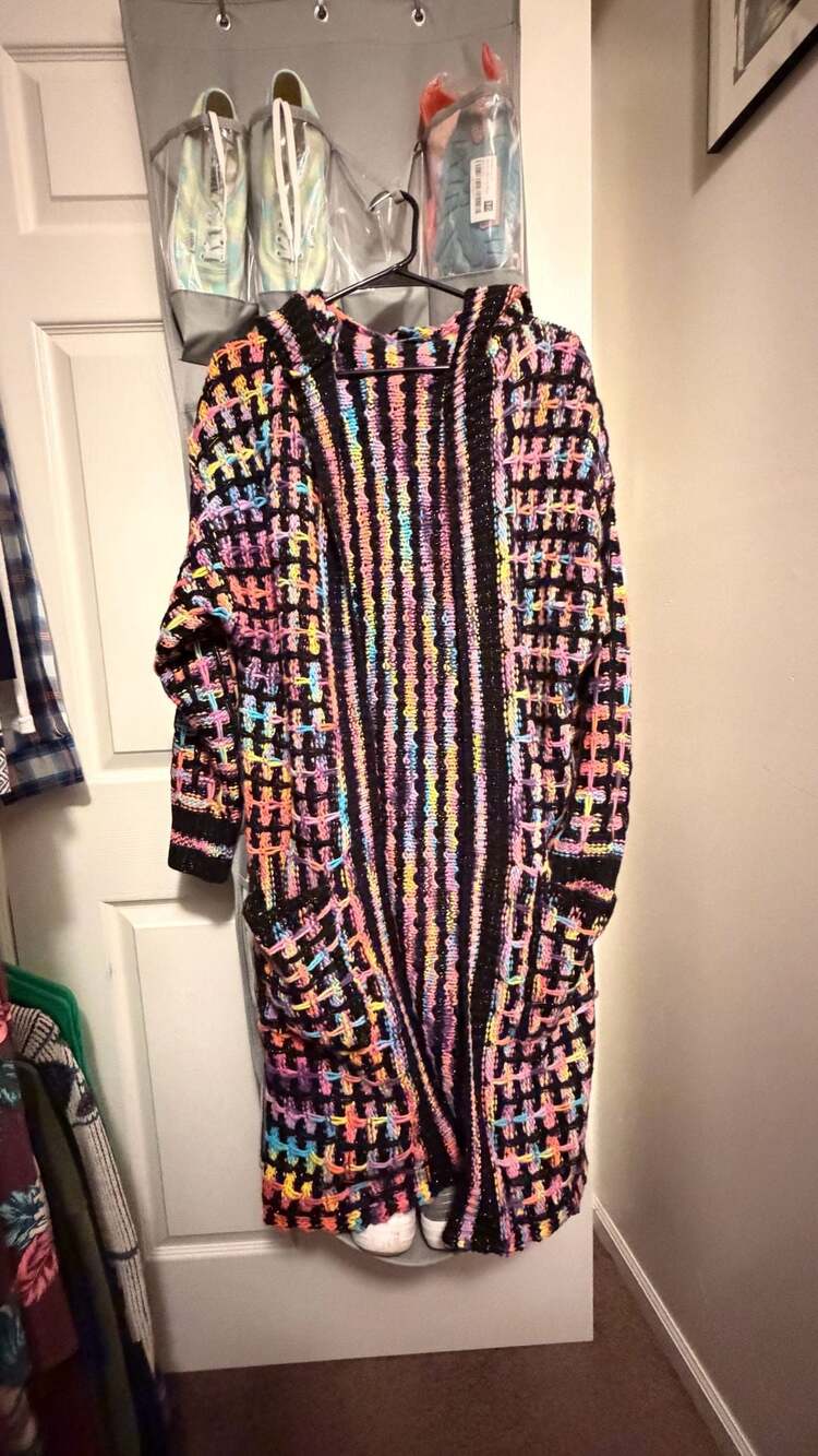 Blue Waters Women's Long Sleeve Open Front Multicolored Hooded Cardigan